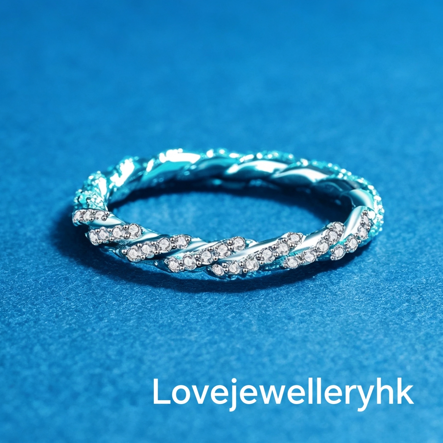 全莫桑鑽麻花排戒        R057C032