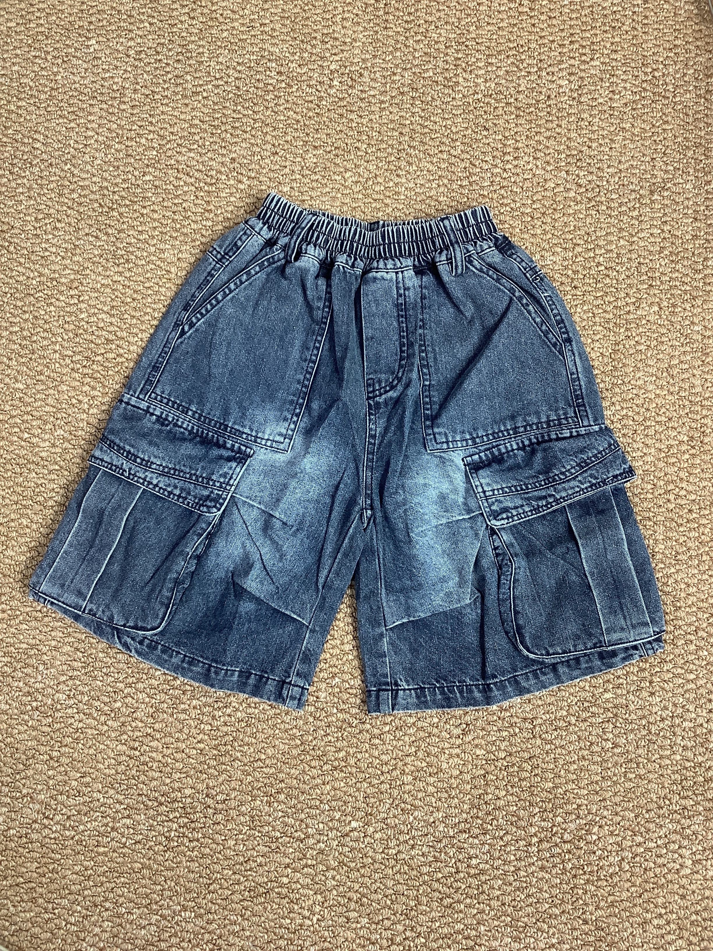 A04908設計師品牌水洗工裝牛仔短褲