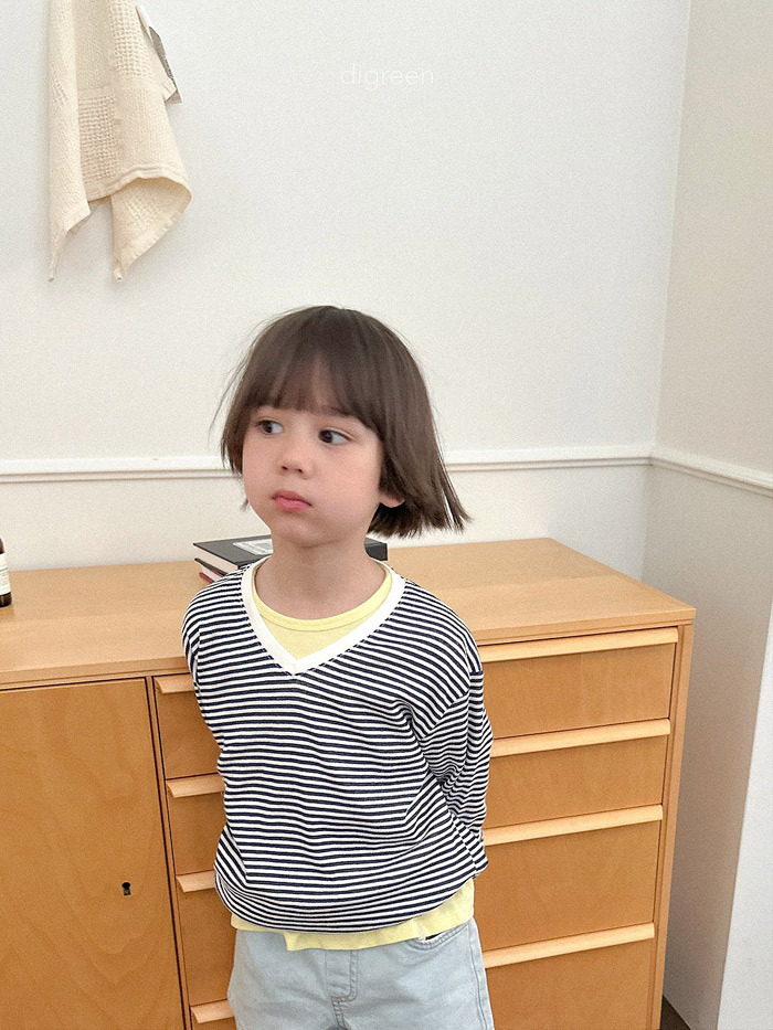 正韓夏Digreenkids 三色防曬條紋長袖上衣