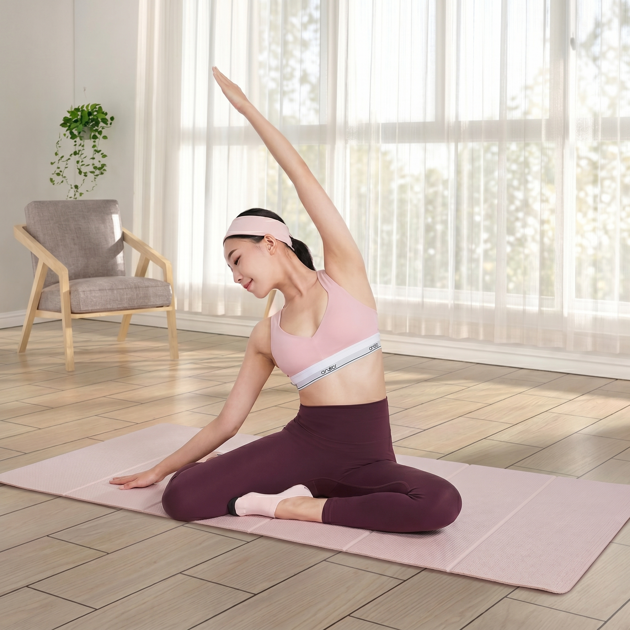 TP 折疊式瑜珈墊/粉 61x173cm