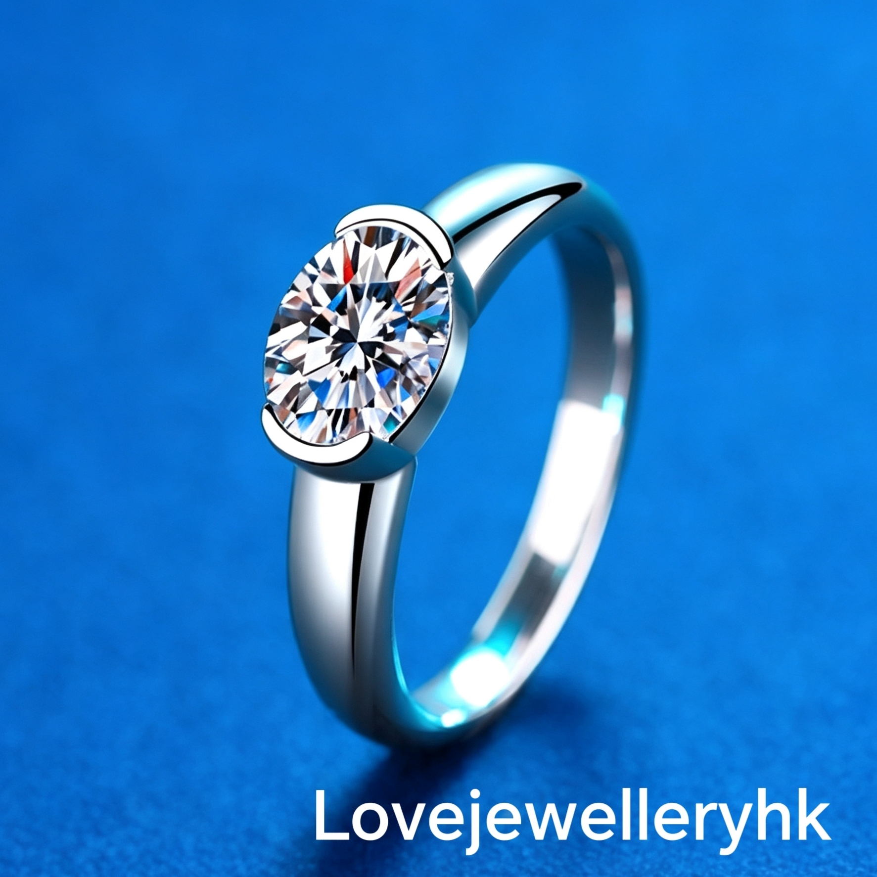 莫桑鑽鴿蛋形戒指      R1.5C060