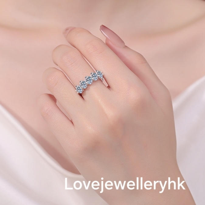 莫桑鑽鴿蛋形排戒    R2.5C050