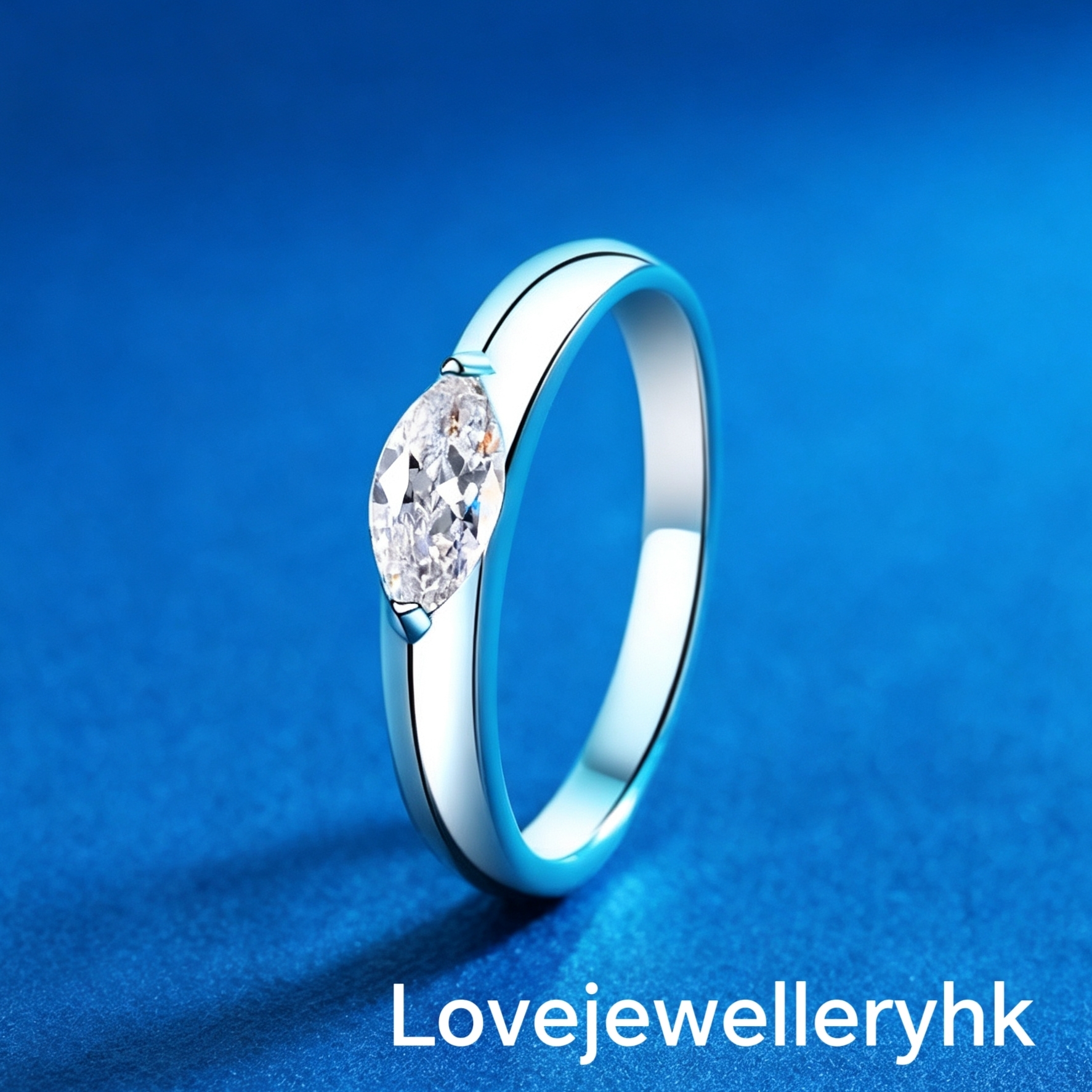 莫桑鑽馬眼形戒指      R05C043