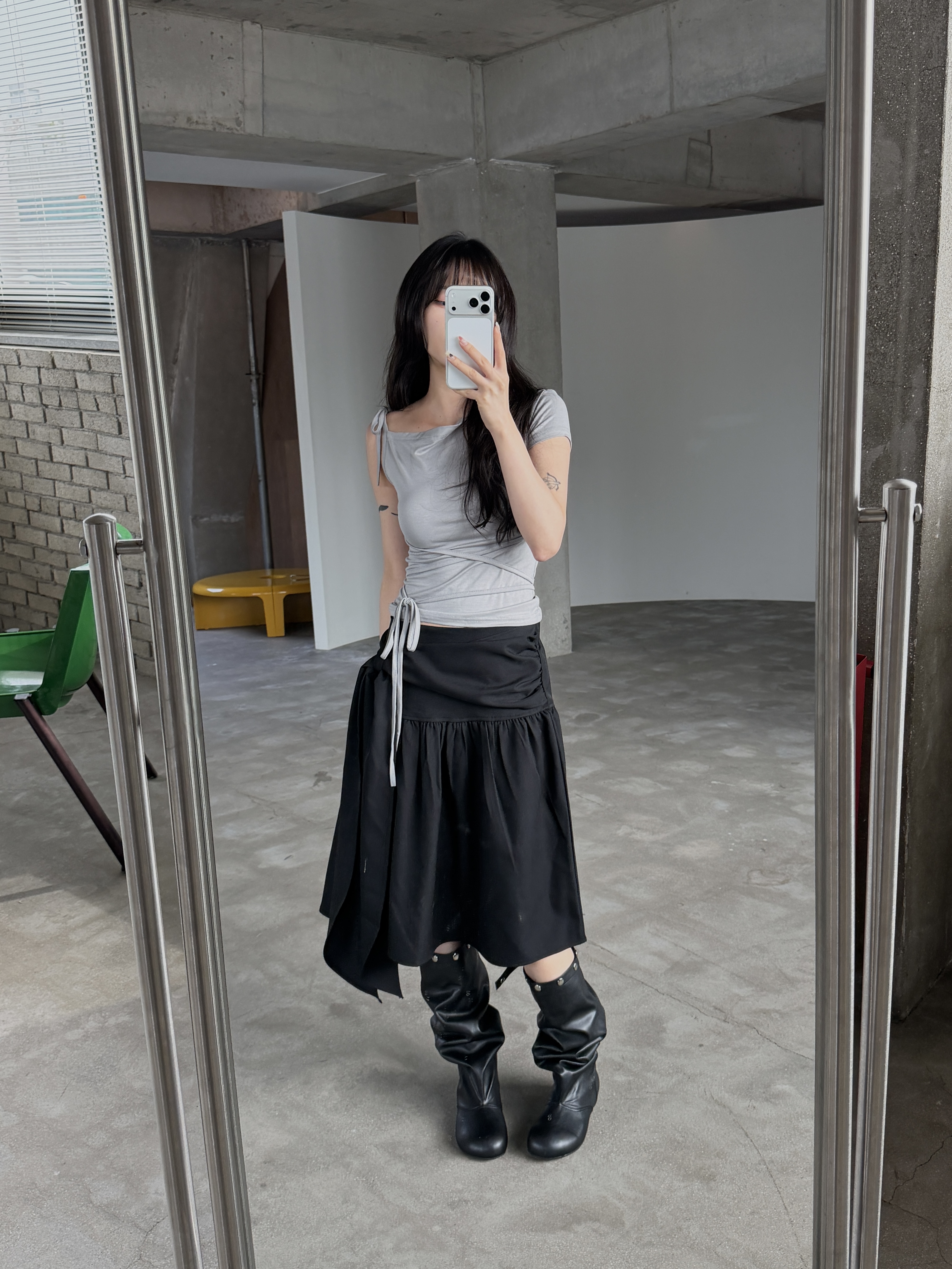 蓬鬆造型 不規則 綁帶中長裙