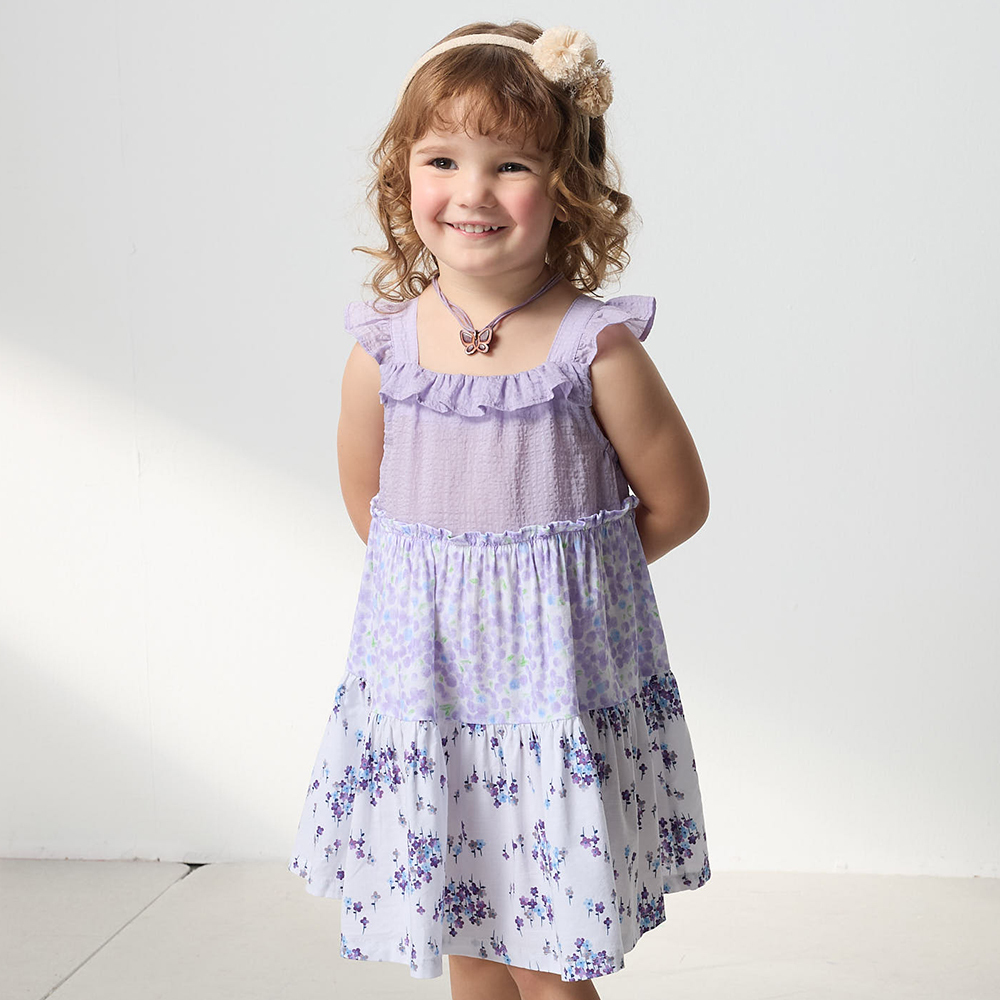 PIPPY 荷葉邊吊帶蛋糕漸層洋裝 紫