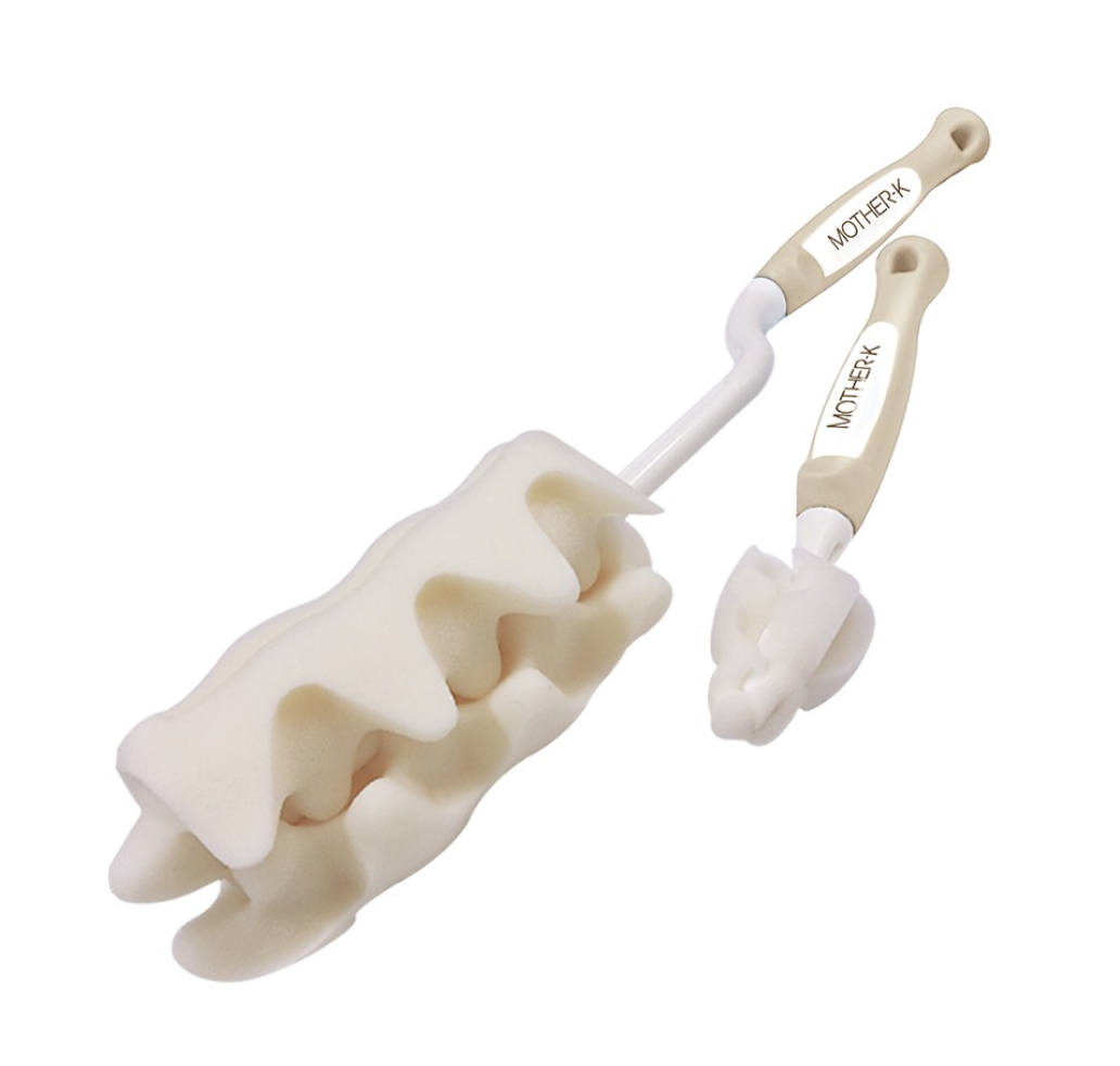 Mother-K - 海棉奶瓶刷奶咀刷套裝-米