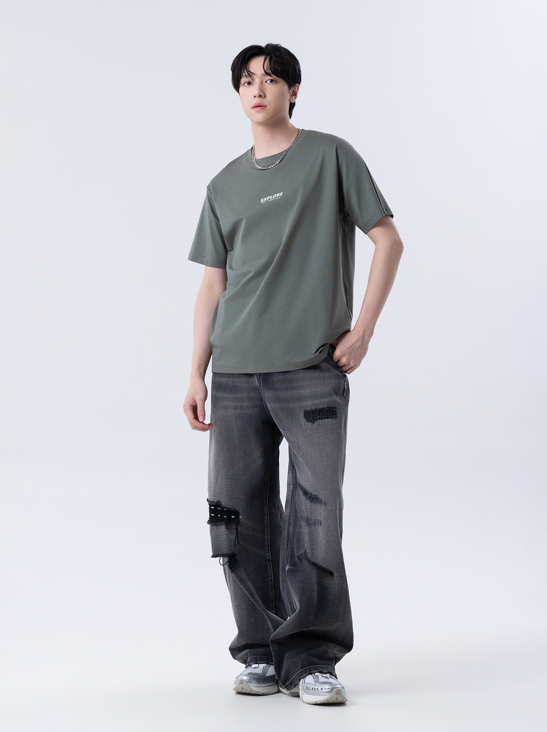 精緻水洗工藝丹寧牛仔褲