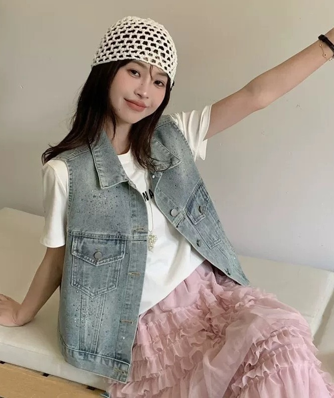燙鑽造型牛仔背心