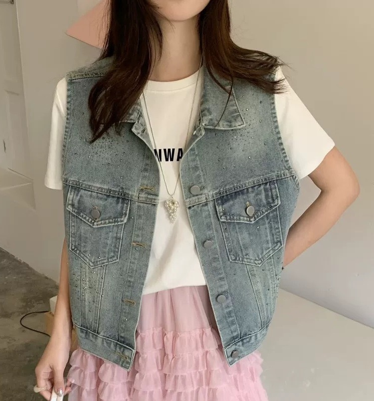 燙鑽造型牛仔背心