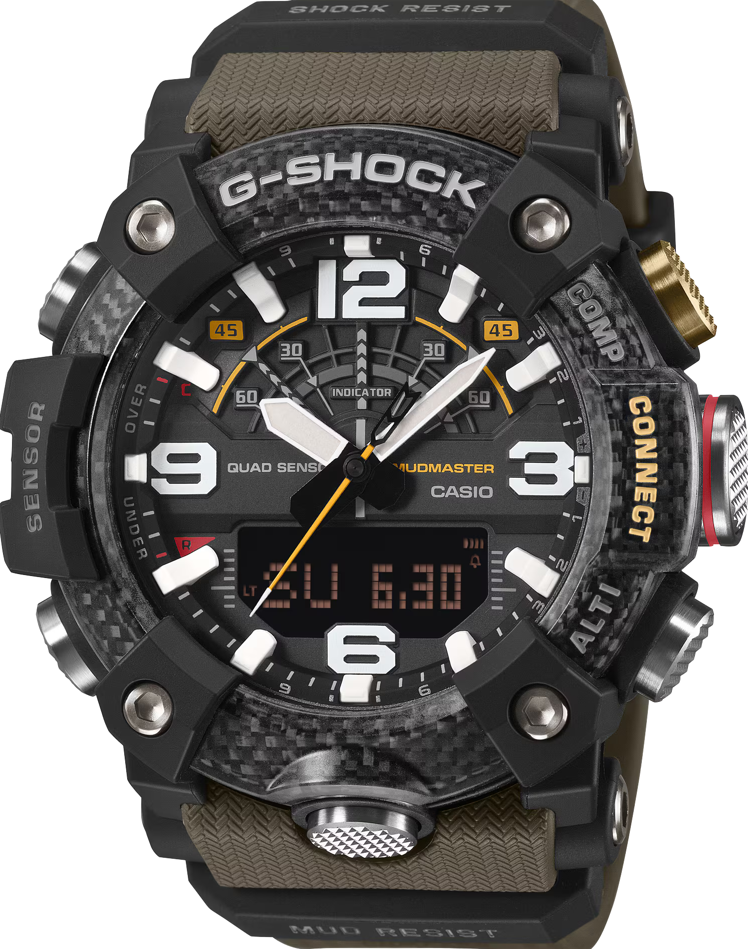 萬年鐘錶 - G-SHOCK  MASTER OF G 系列  藍牙多功能泥人運動雙顯男錶  GG-B100X-1A3 錶徑 : 51.3mm