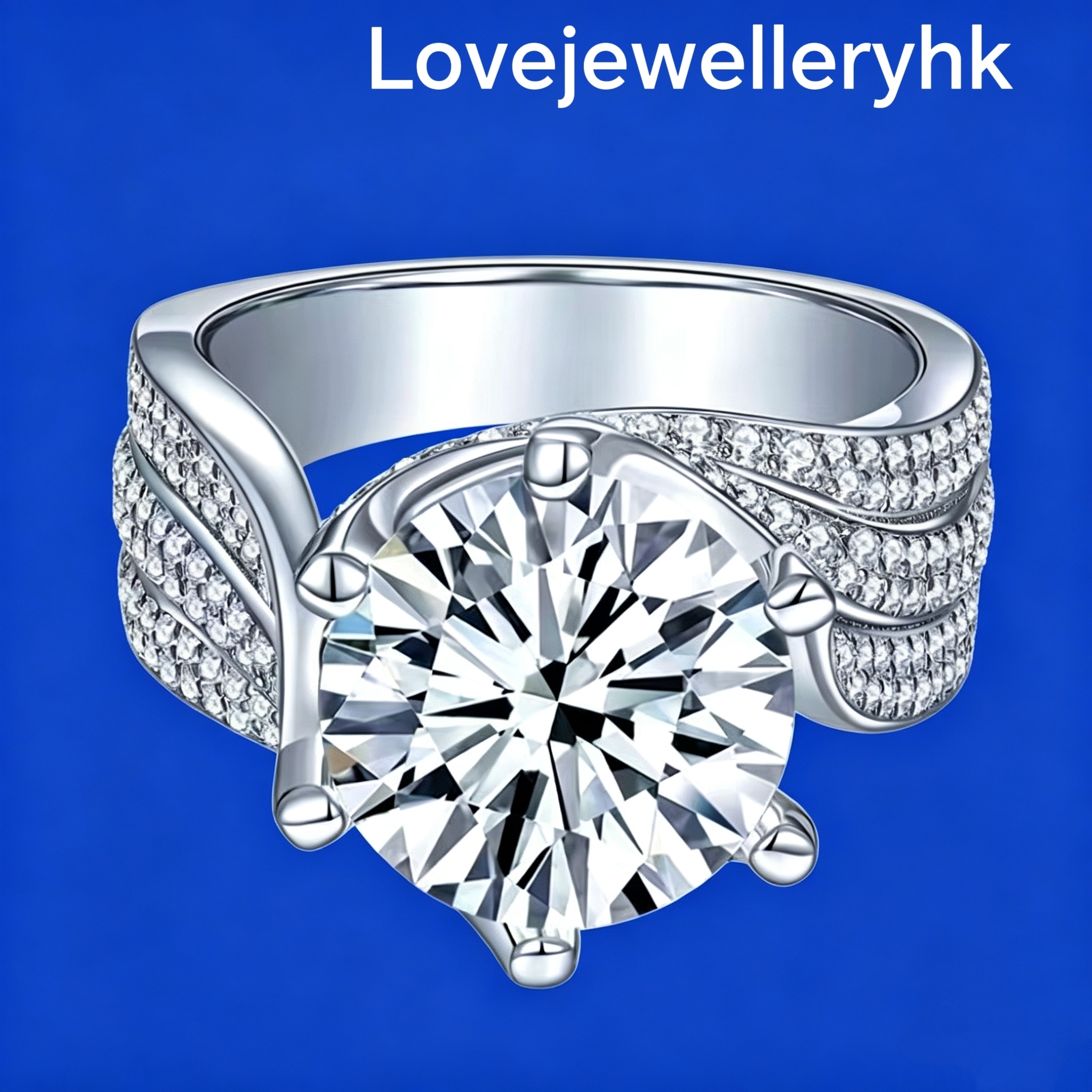 莫桑鑽3卡豪華扭臂戒指      R3C018