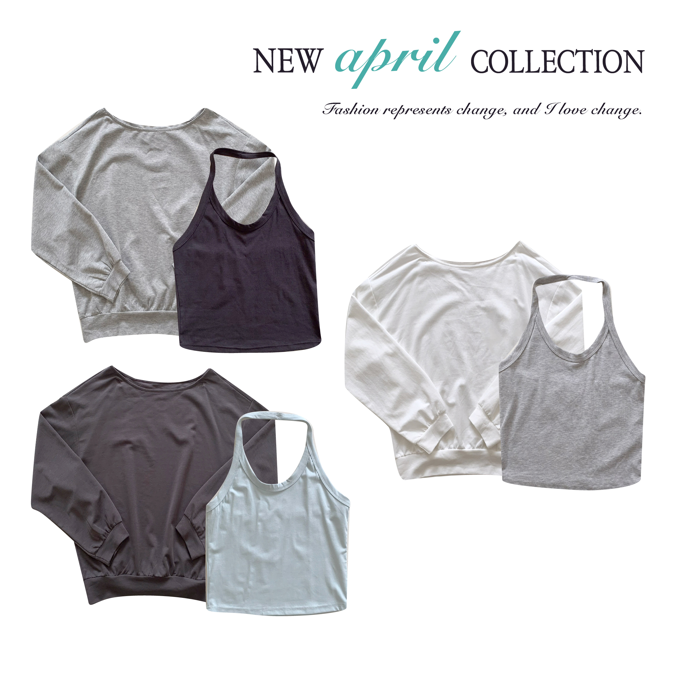 ISA_層次感舒適區 撞色(1+1)斜肩繞脖套裝_63100