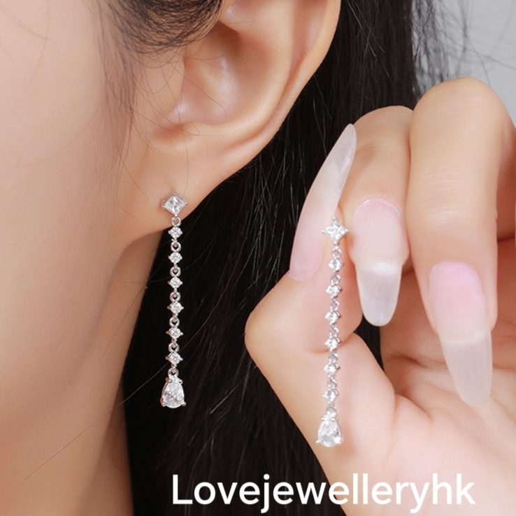 莫桑鑽多形長款耳環    E2.6C041