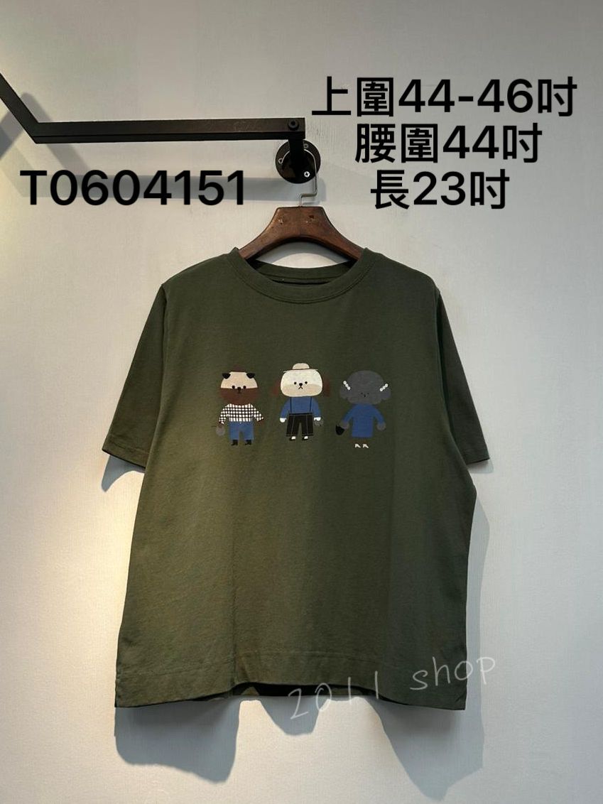 出口日本卡通小狗Tee  上圍44-46吋  腰圍44吋 長23吋   T0604151