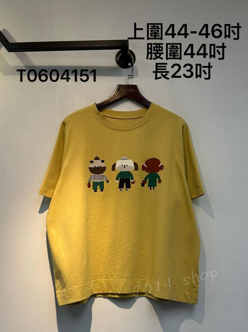 出口日本卡通小狗Tee  上圍44-46吋  腰圍44吋 長23吋   T0604151
