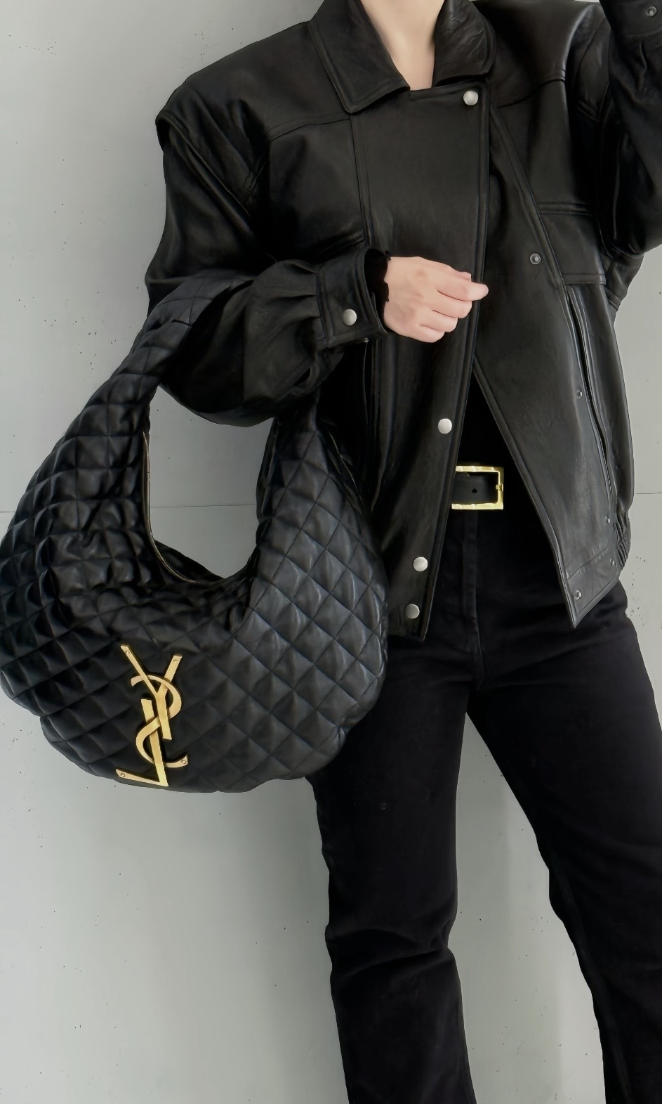 Saint Laurent YSL ICARE絎縫納帕皮 Hobo手袋 大號