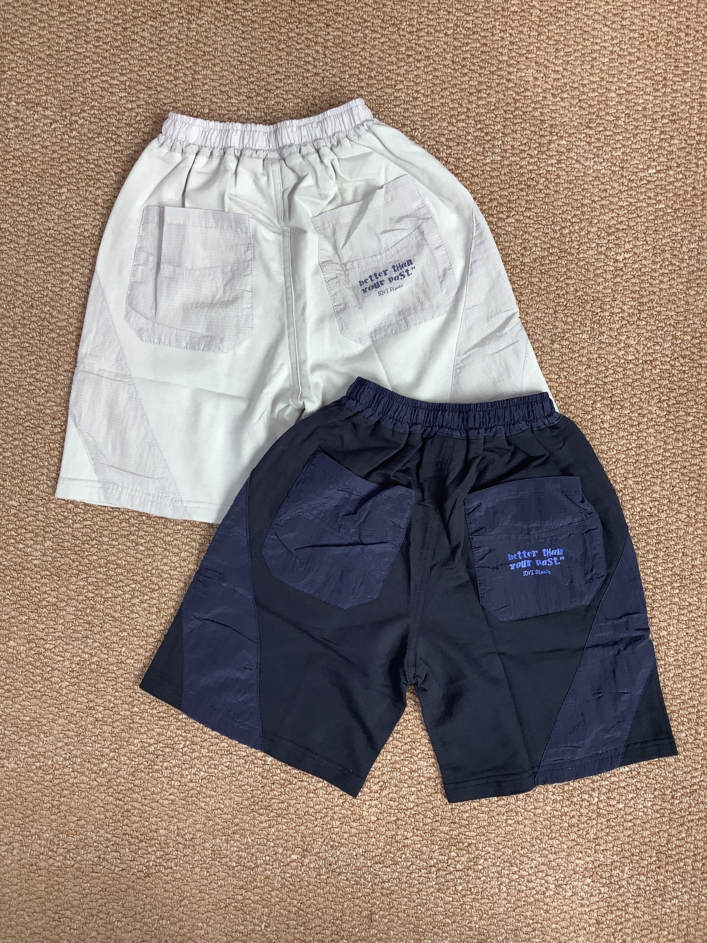 A04724設計師品牌拼接設計短褲