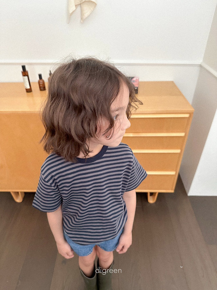 正韓夏Digreenkids 兩色大地色條紋上衣