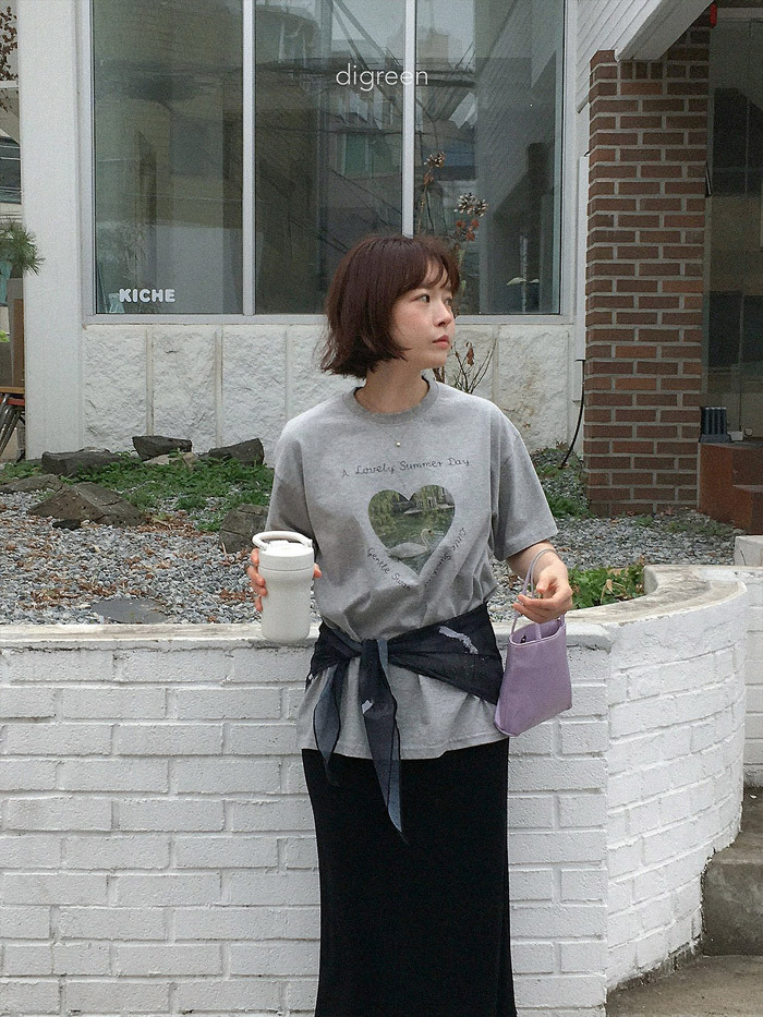 正韓夏Digreenkids 親子裝_兩色愛心天鵝上衣