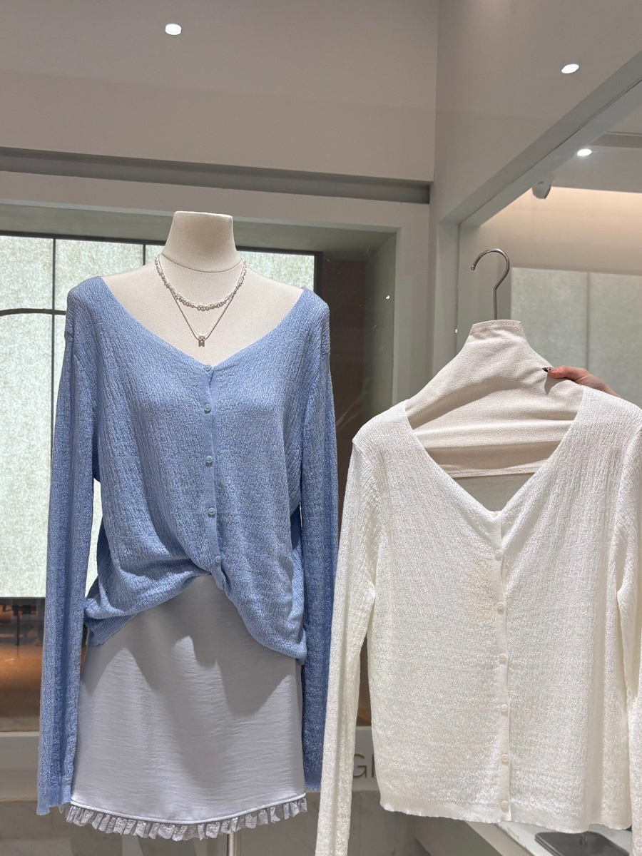 A31𝑙𝑎𝑑𝑦.春夏慵懶壓紋大V領開衫(2色)