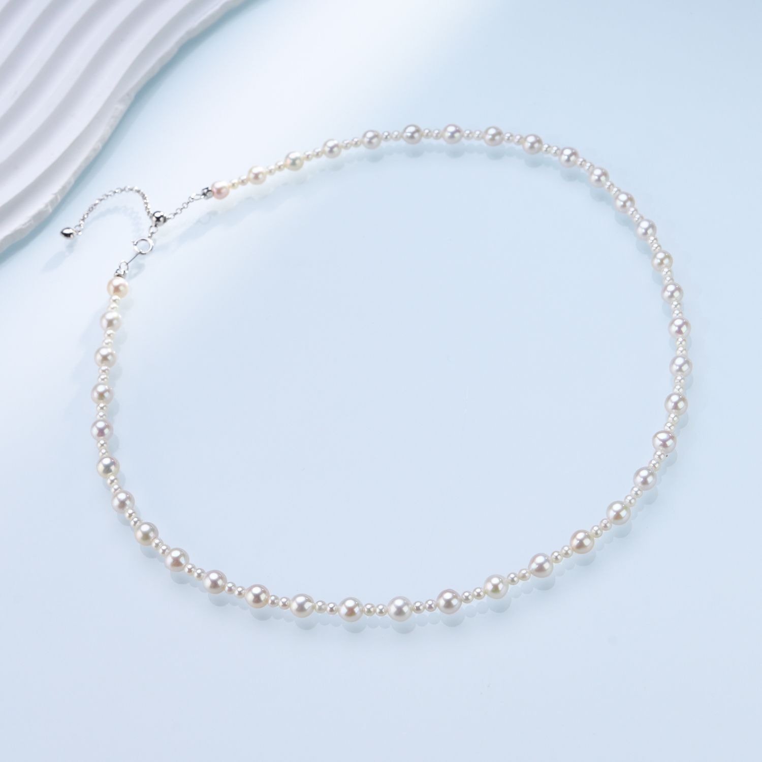 (EC05) 3-4MM+5-6MM天然淡水大小珍珠滿天星頸鏈(S925) - #珍珠 #2004PE