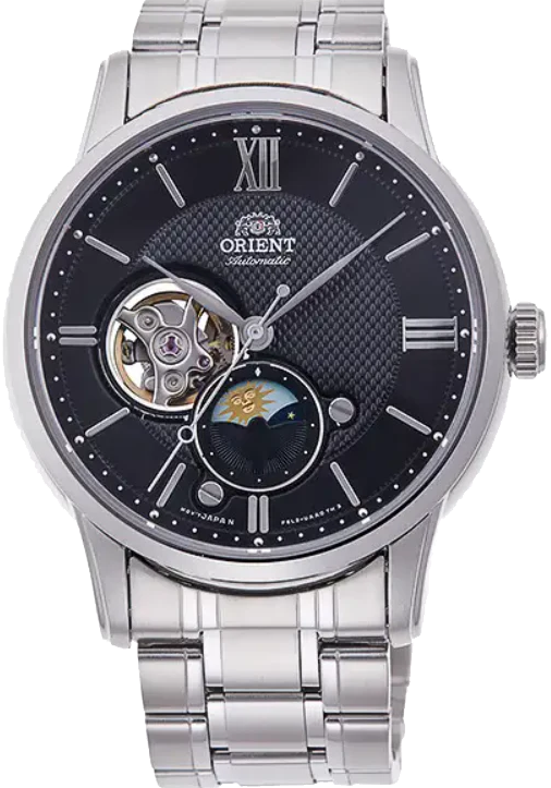 萬年鐘錶 - 東方錶  ORIENT   SUN&MOON系列日月相鏤空機械男錶    RA-AS0008B  錶徑 : 42mm