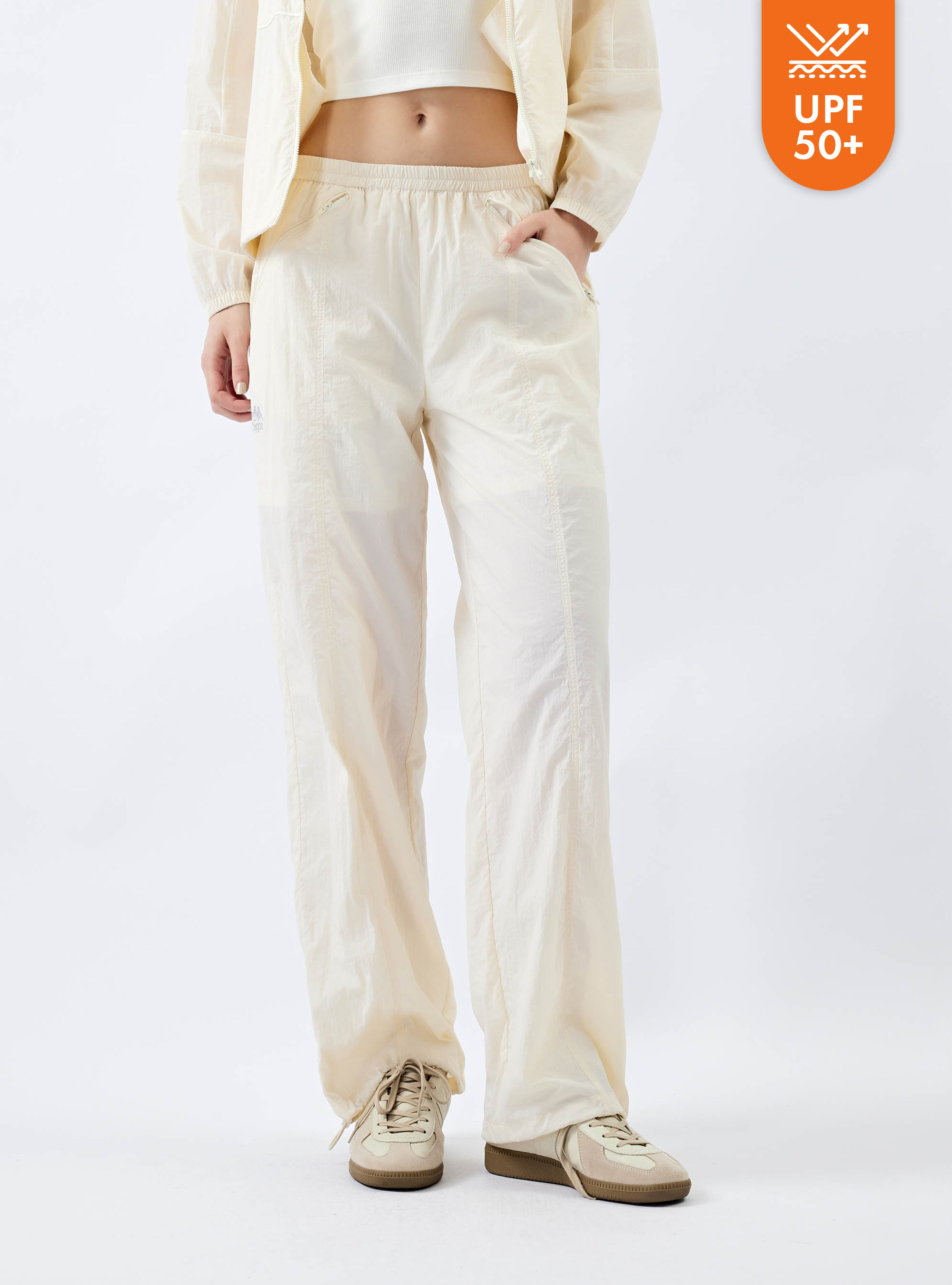 女款 抽繩防潑水抗UV運動長褲