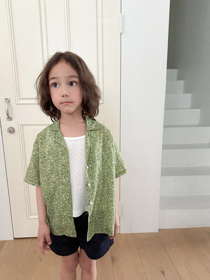 正韓夏Digreenkids 兩色度假花襯衫