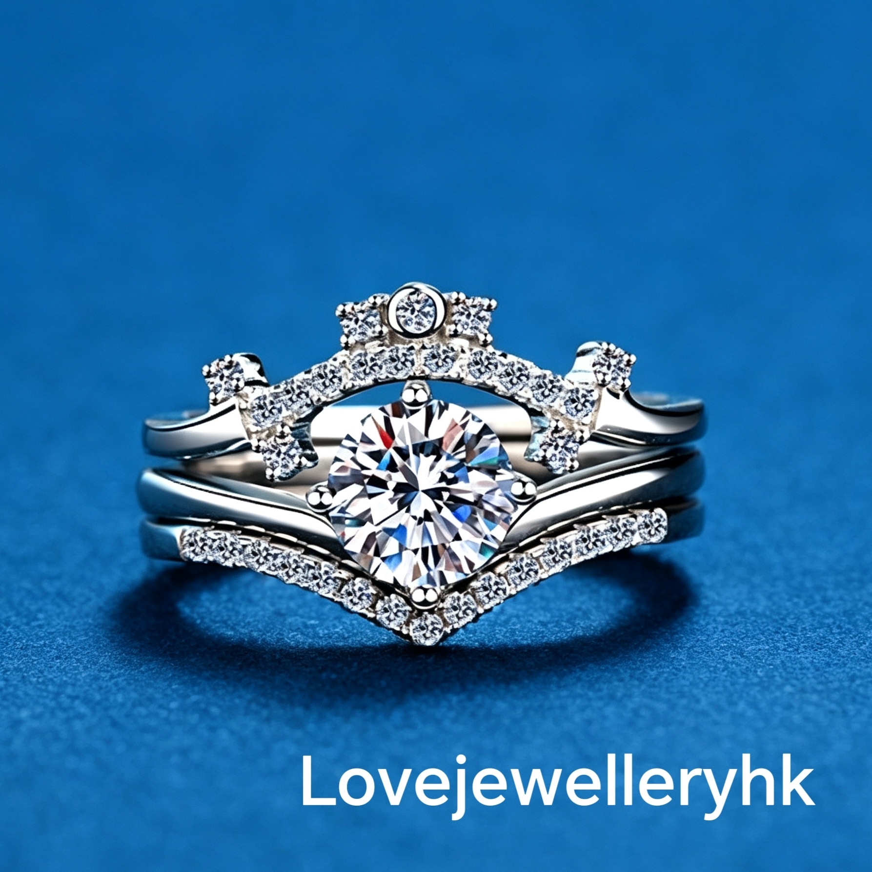 莫桑鑽三叠式皇冠戒指     R08C067