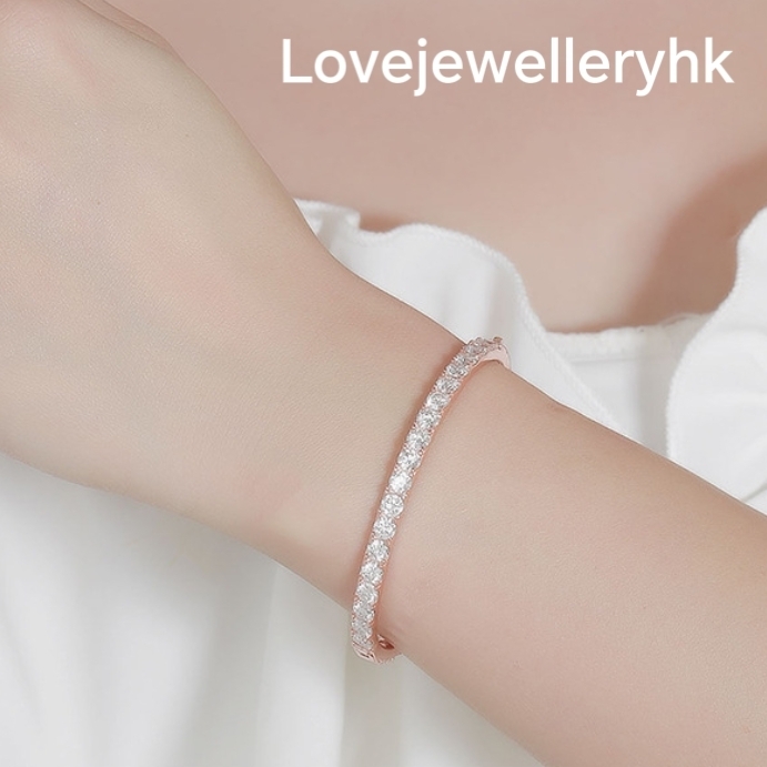 玫瑰金莫桑滿鑽手鐲     B023