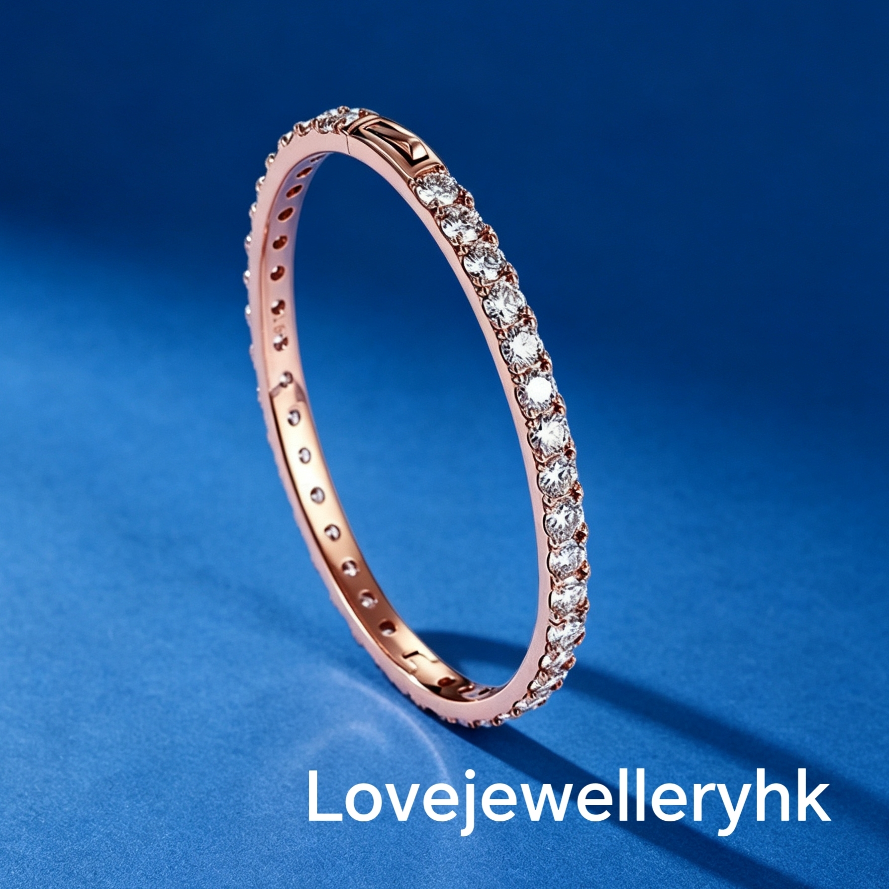 玫瑰金莫桑滿鑽手鐲     B023