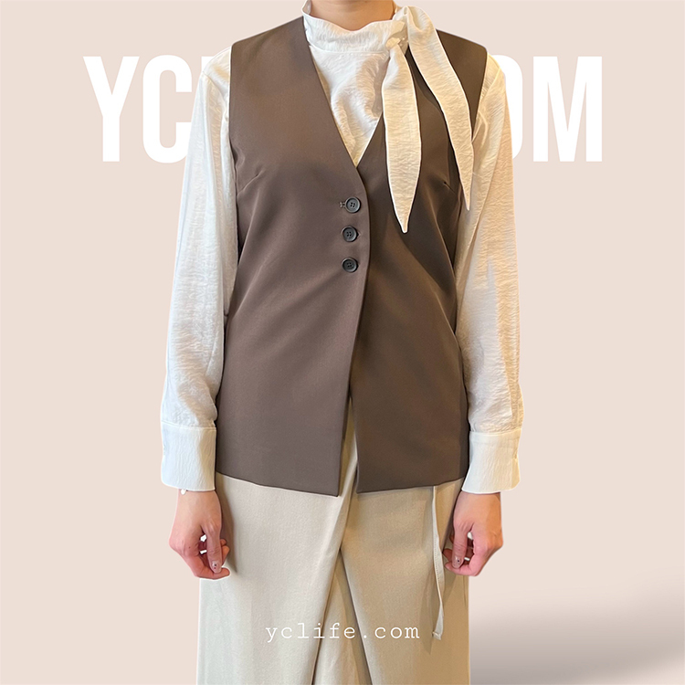 細節剪裁西裝長版背心