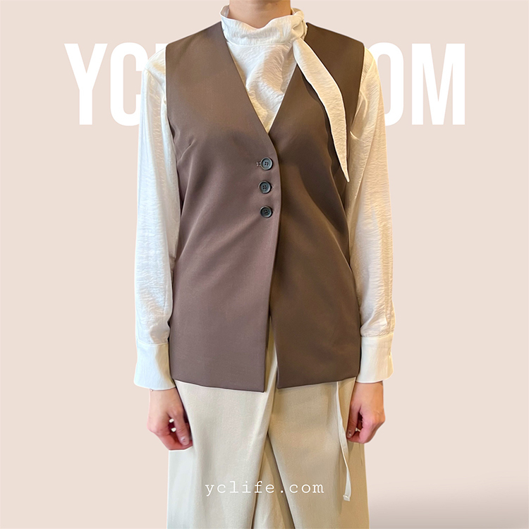 細節剪裁西裝長版背心
