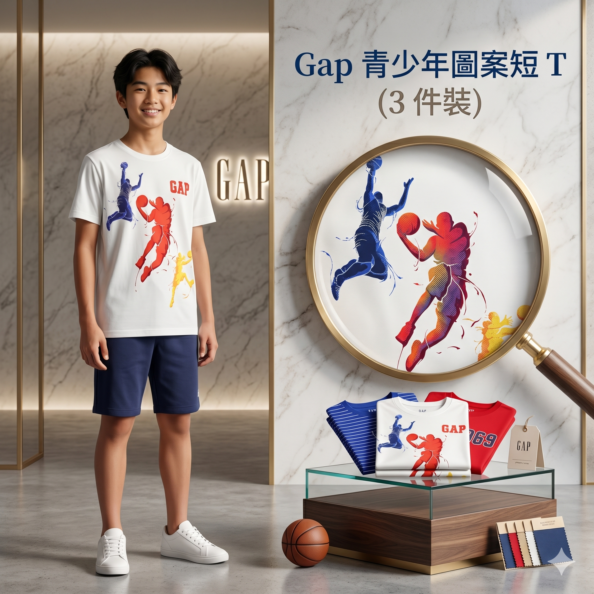 【預購】H041554 Gap 青少年圖案短 T (3 件裝)