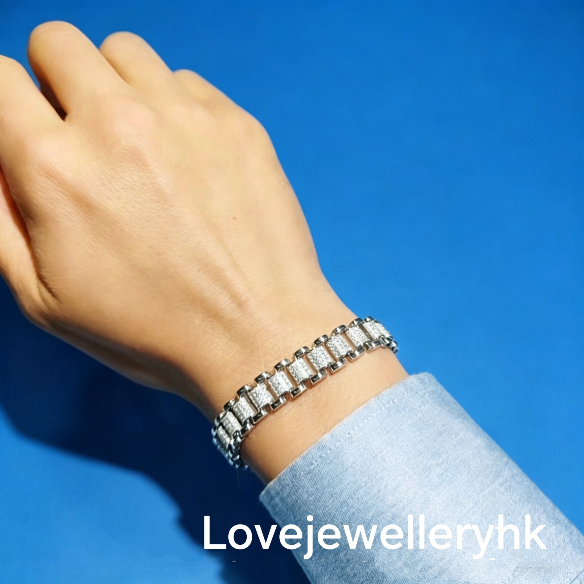 莫桑鑽中性情侶手鍊    B28