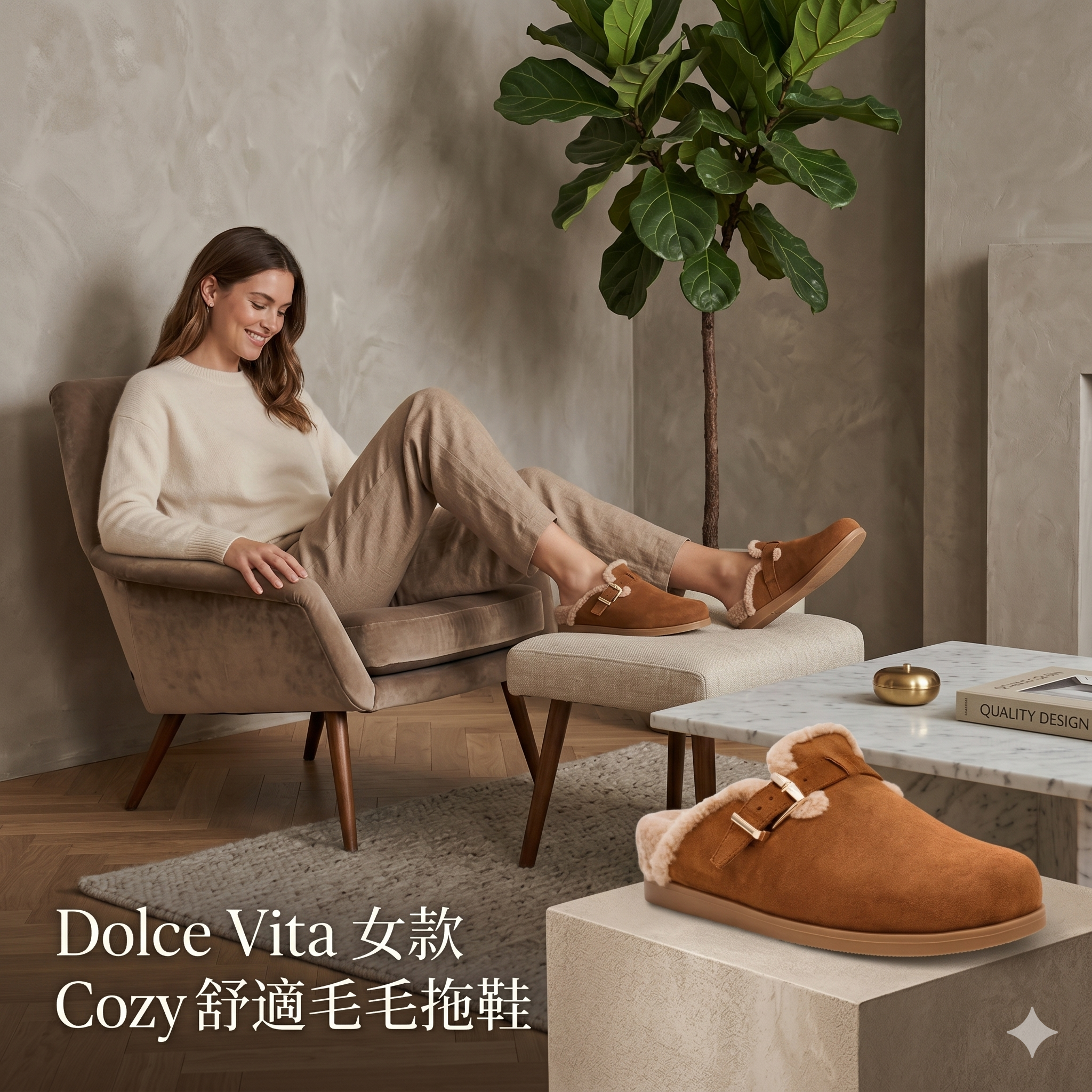 【預購】H041564 Dolce Vita 女款 Cozy 舒適毛毛拖鞋