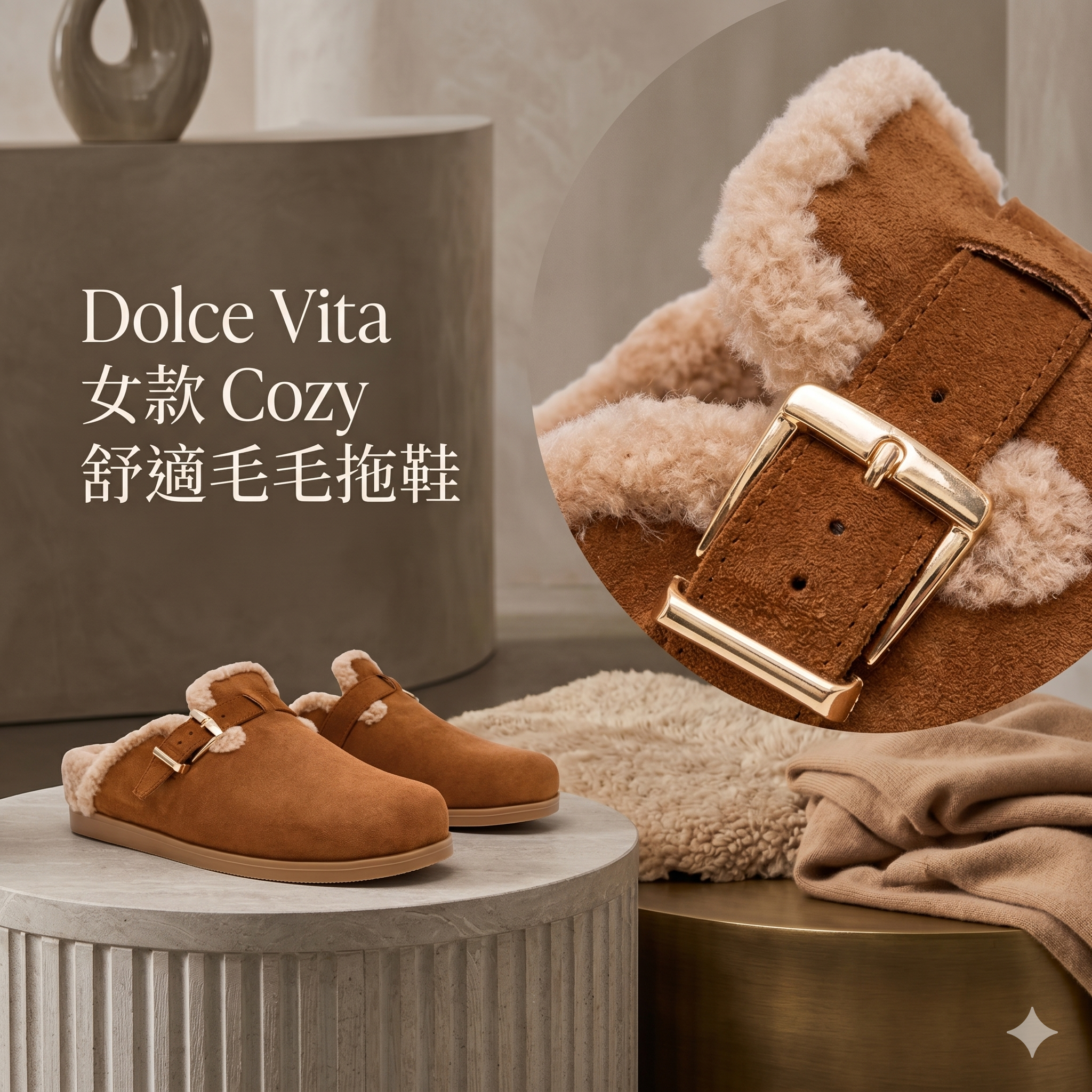【預購】H041564 Dolce Vita 女款 Cozy 舒適毛毛拖鞋