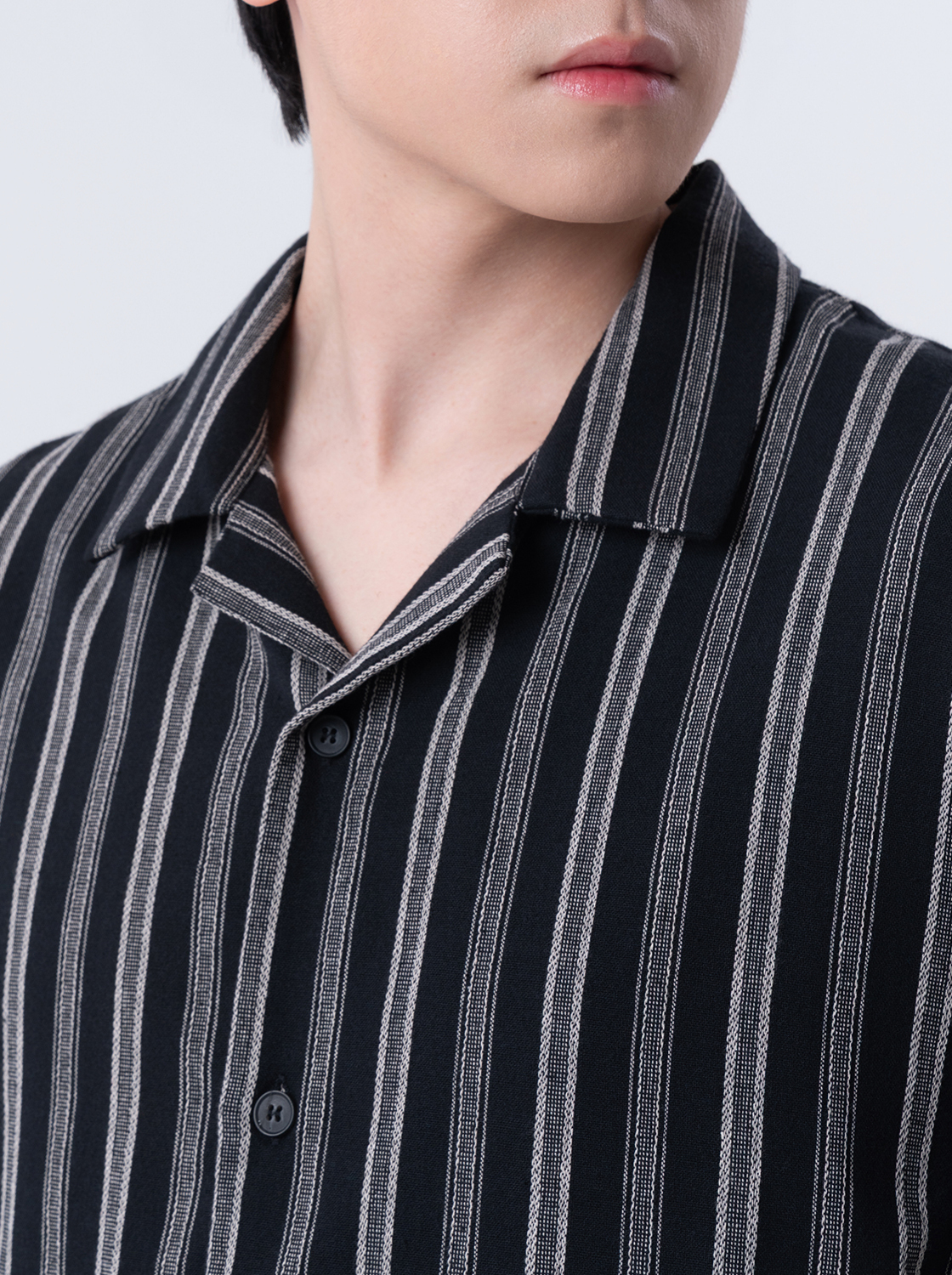 夏日條紋麻棉肌理感襯衫