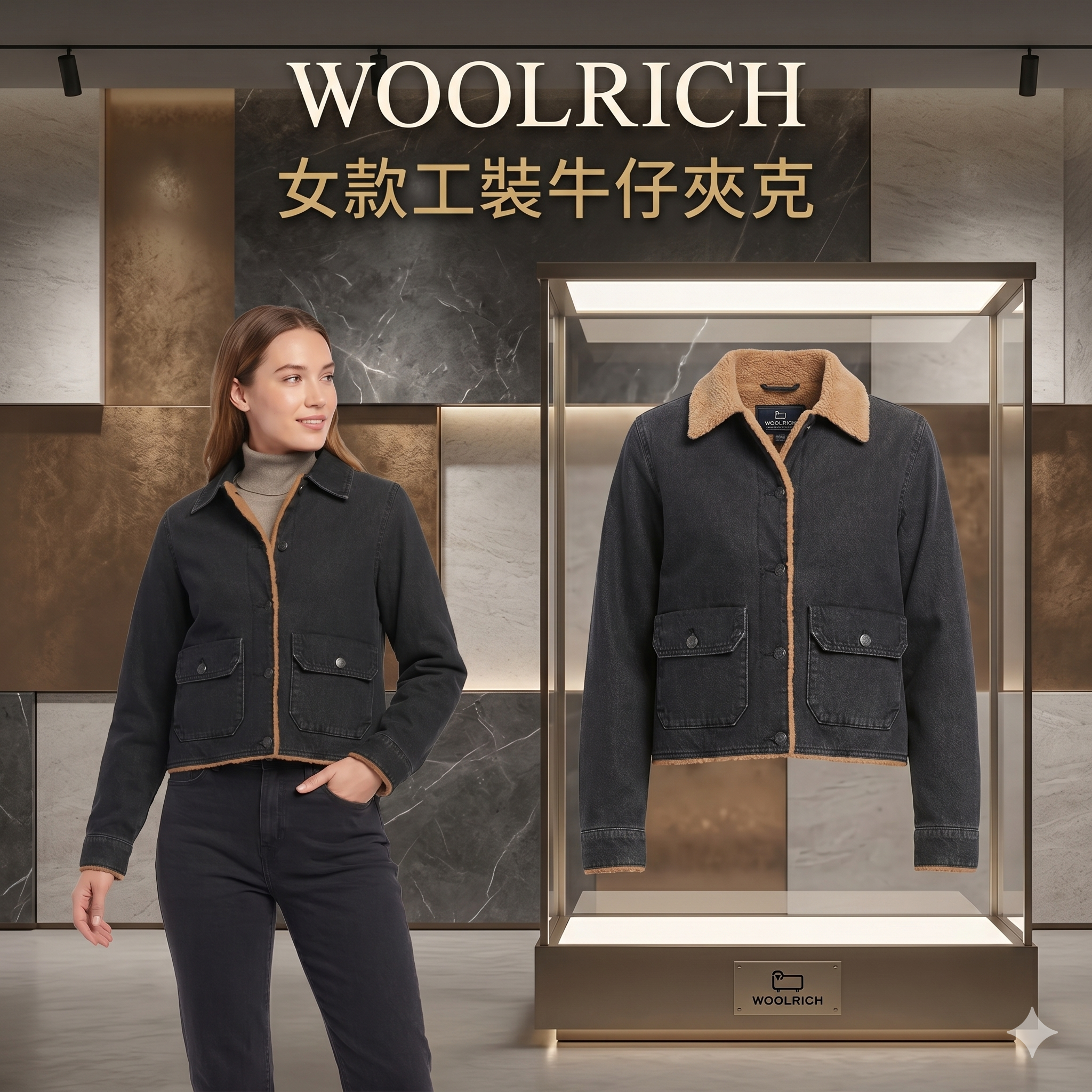 【預購】H041565 Woolrich 女款工裝牛仔夾克