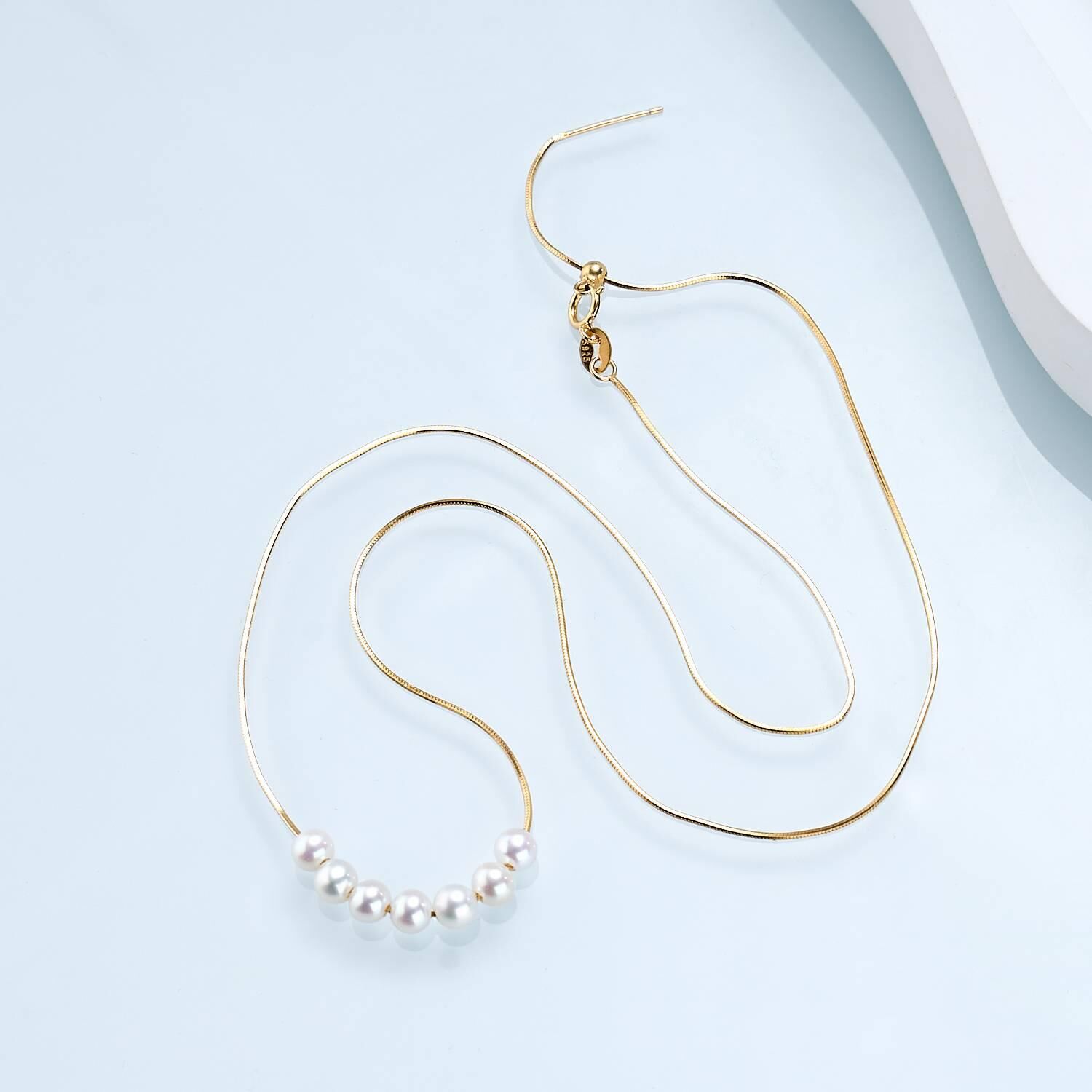 (EC09) 4-5MM天然淡水珍珠微笑頸鏈(S925) - #珍珠 #2004PE