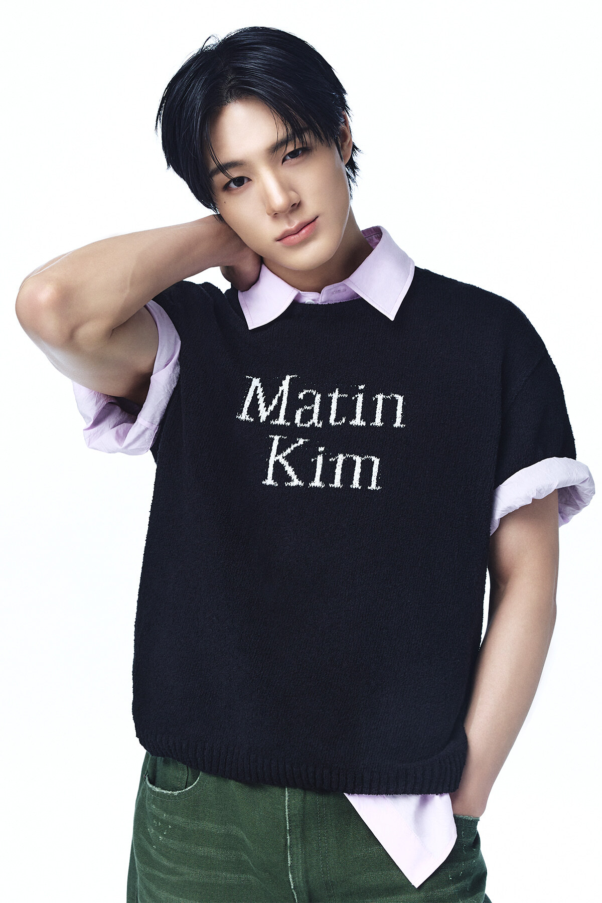 LOGO提花半袖針織上衣男款 黑色