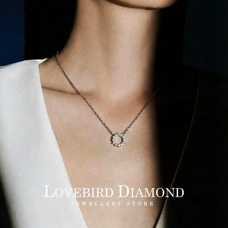 18K White Gold  Lab Grown Diamond Sun Flower Pendant