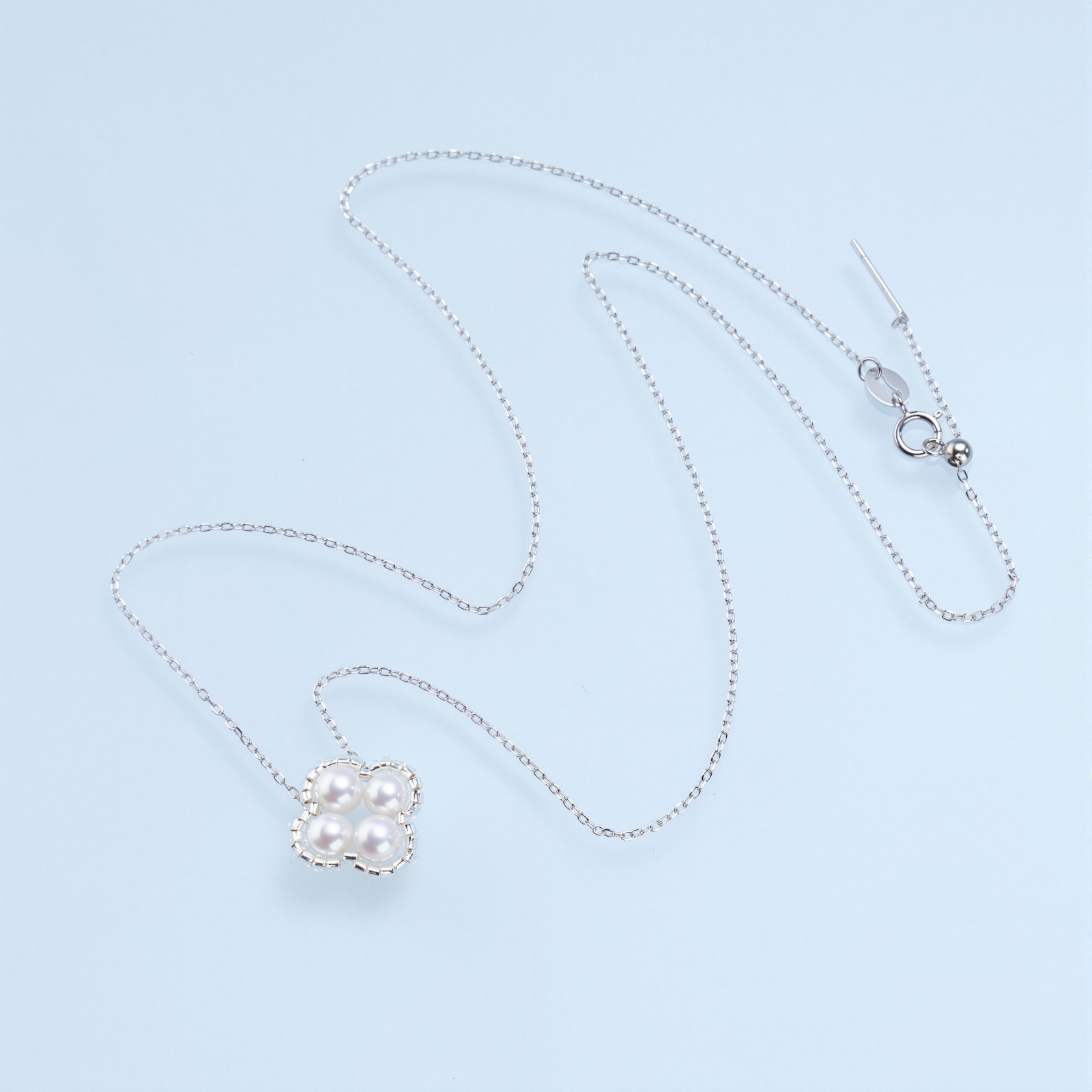 (EC10) 4.5-5MM四葉草天然淡水珍珠套鏈(S925) - #珍珠 #2004PE