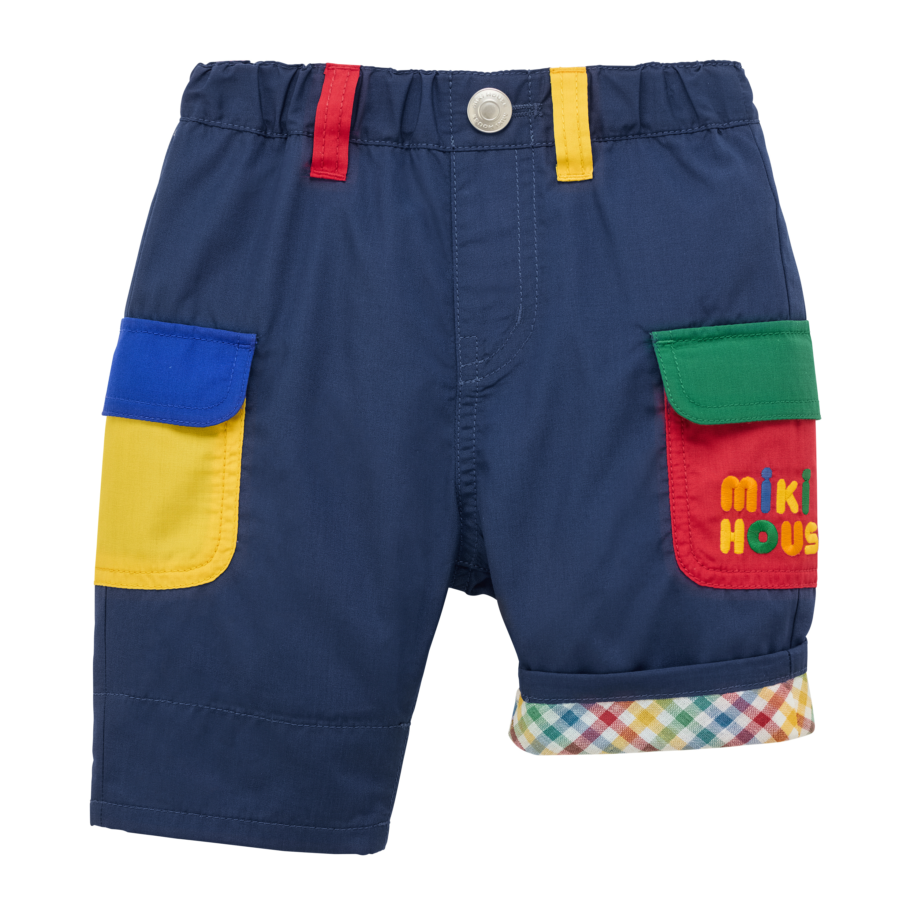 普奇熊拚色七分褲-海軍藍