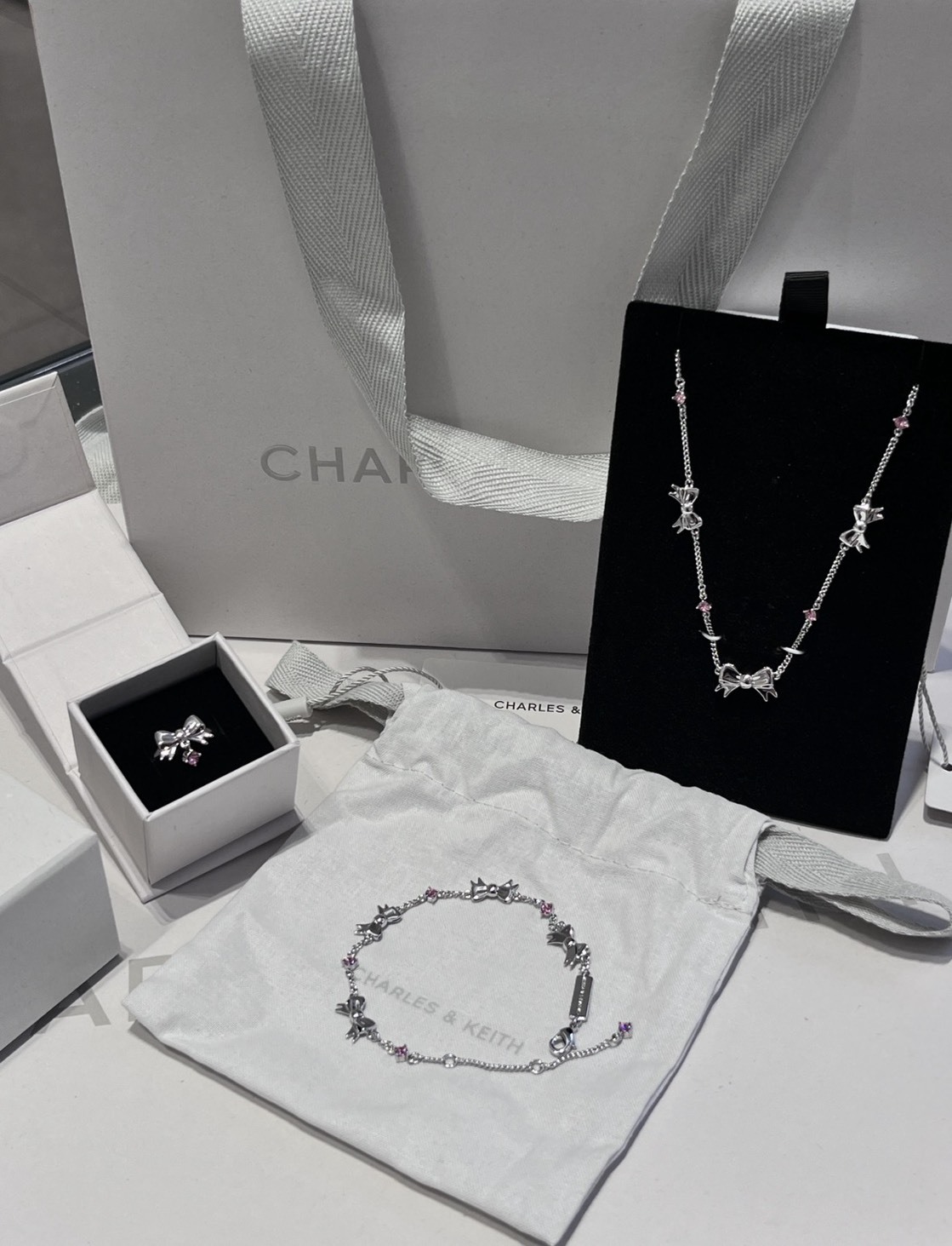Charles & Keith 小ck 蝴蝶結系列🎀 手鍊 項鍊 戒指