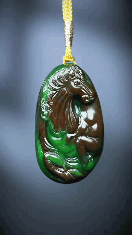 328728 和田玉碧玉老紅皮馬