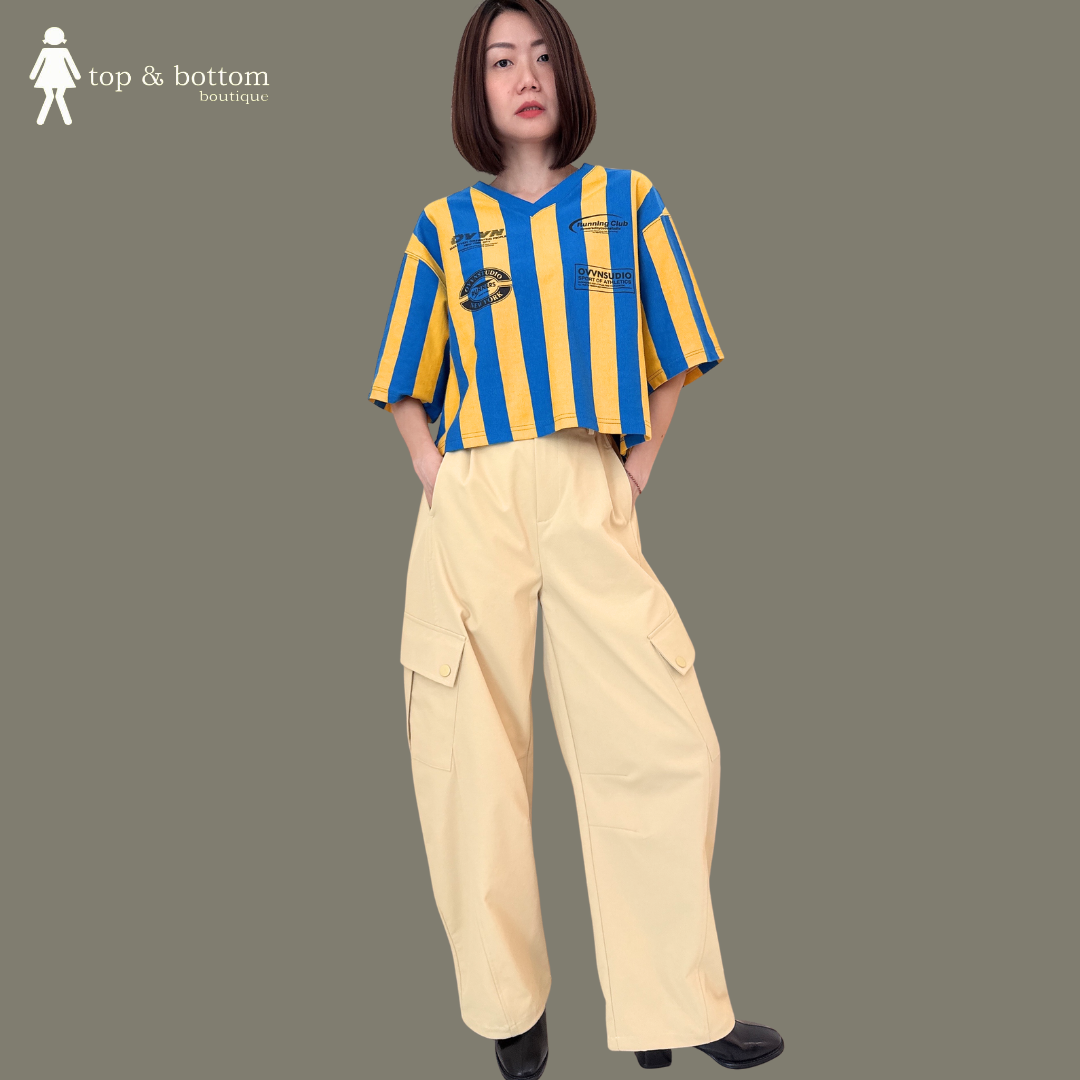 ELASTIC WAISTED CARGO HAREM LONG PANT