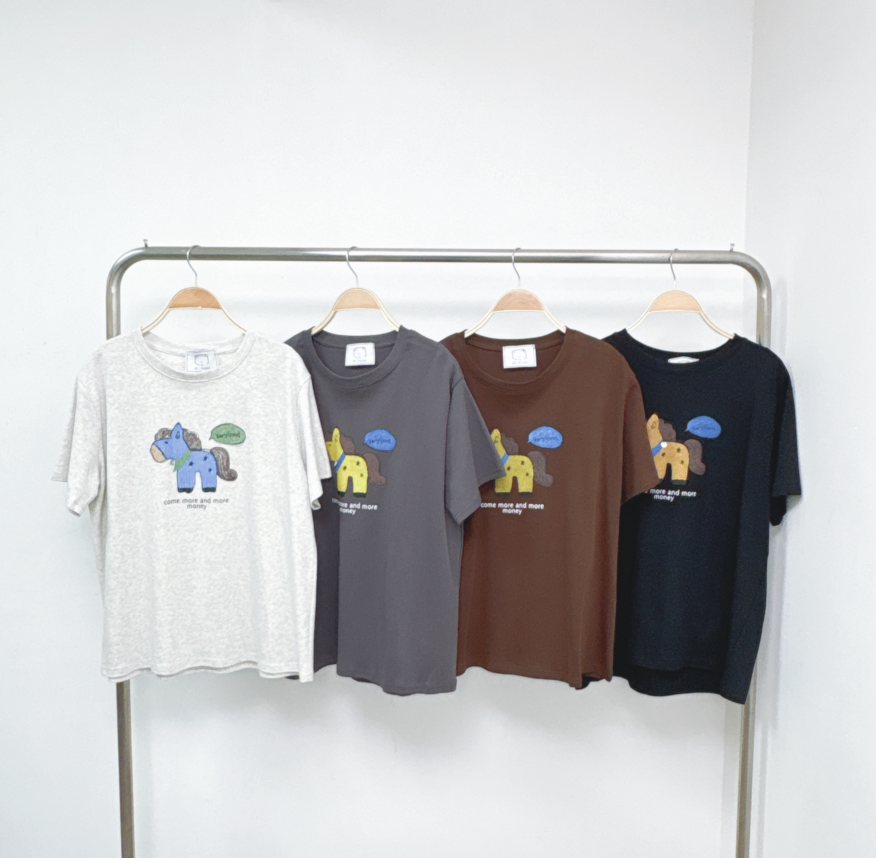 【預訂】小吊牌彩色馬仔燙圖彈棉TEE (T65-T68)