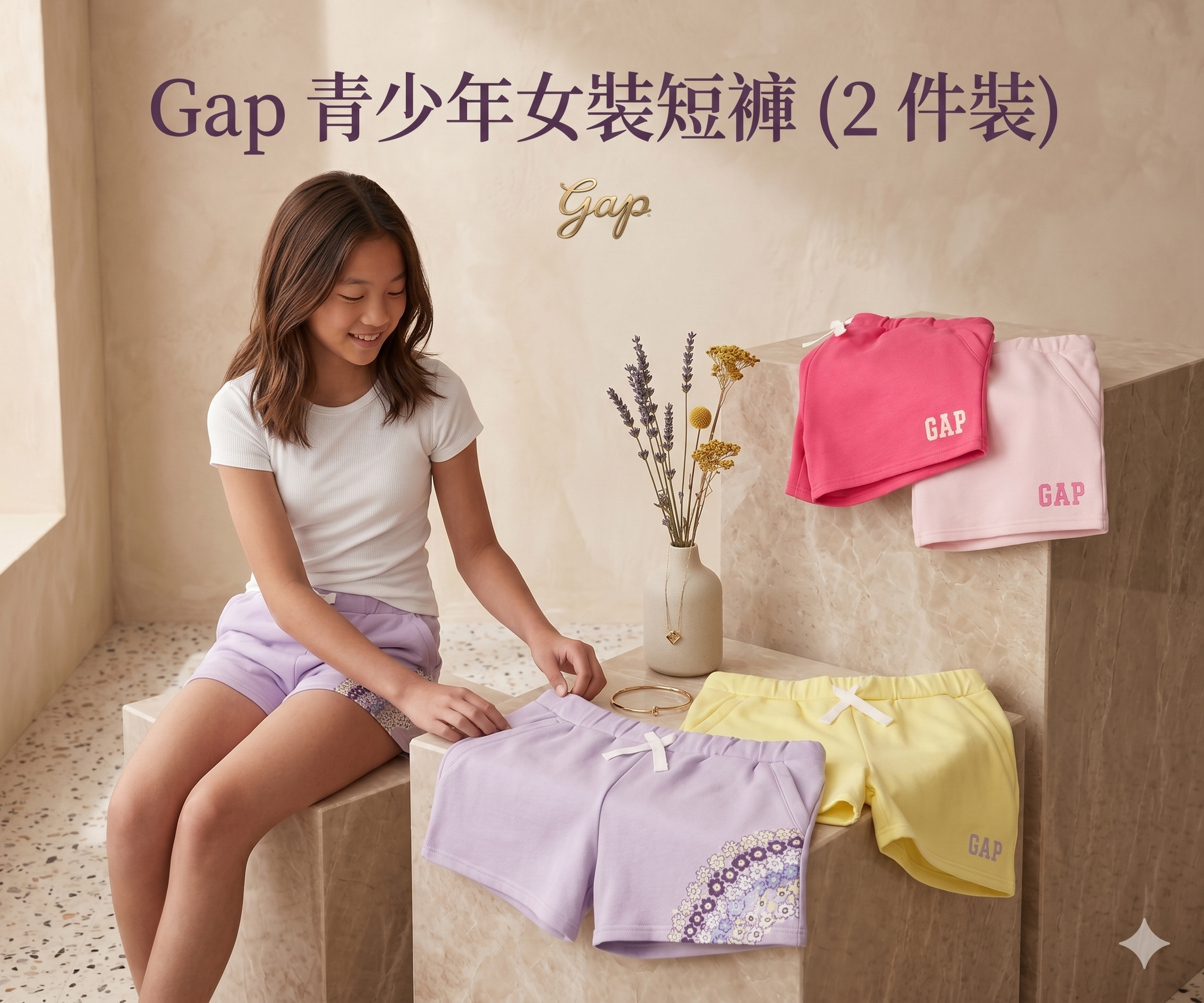 【預購】H041574  Gap 青少年女裝短褲 (2 件裝)