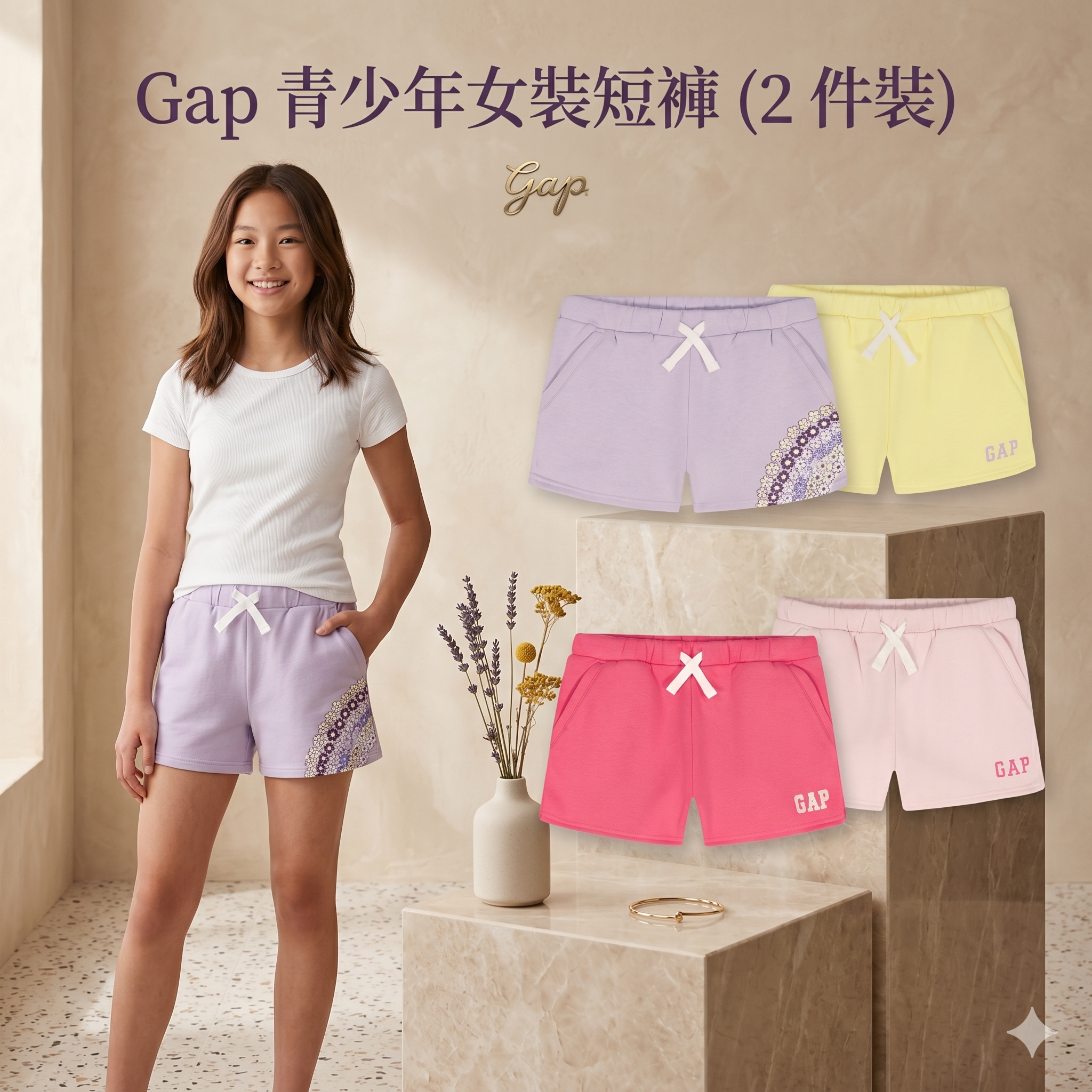 【預購】H041574  Gap 青少年女裝短褲 (2 件裝)